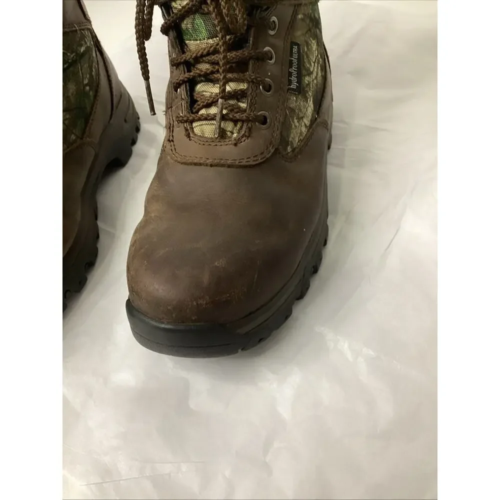 Field & Stream Woodsman Mens Size 7.5 Camo Hunting Leather Boots Thinulate Ultra